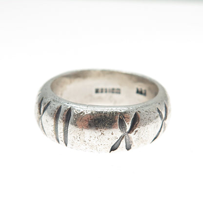 925 Sterling Silver Vintage Mexico XXII Oxidized Band Ring Size 7.25