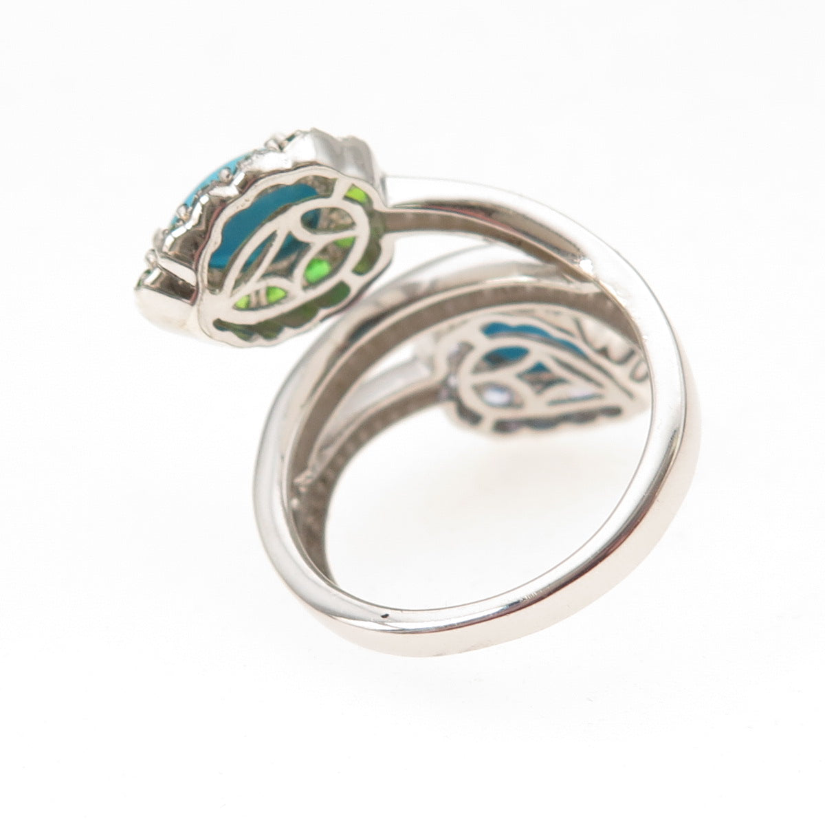 Chuck Clemency Sterling Real Turquoise Tanzanite Topaz & Peridot Ring Size 8.25
