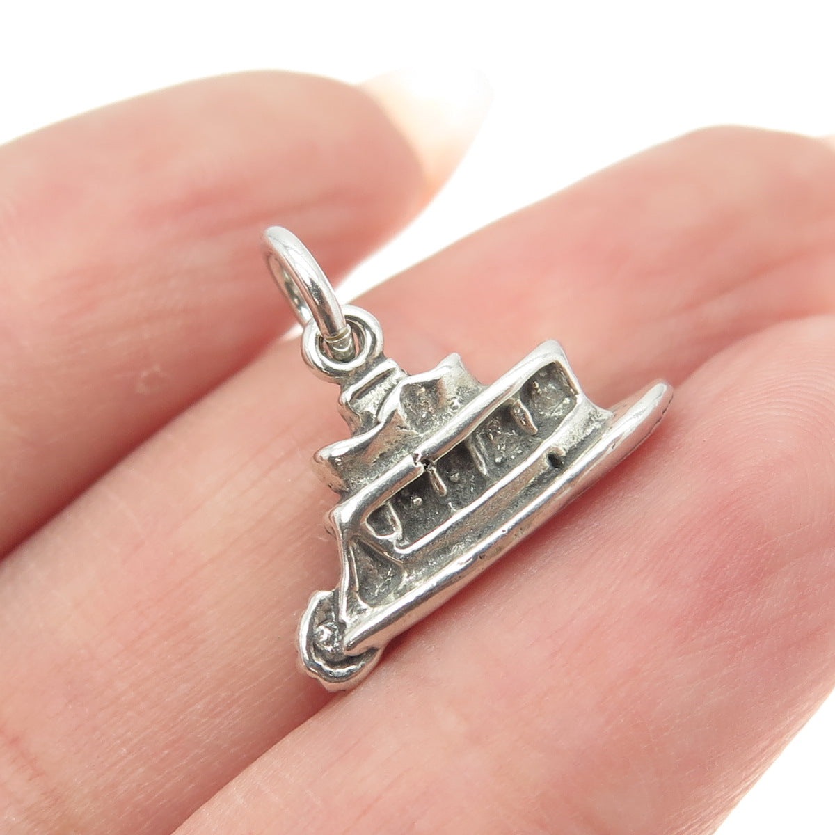 925 Sterling Silver Vintage Boat Charm Pendant