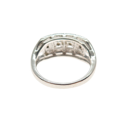 925 Sterling Silver Real Round-Cut Diamond Ring Size 7