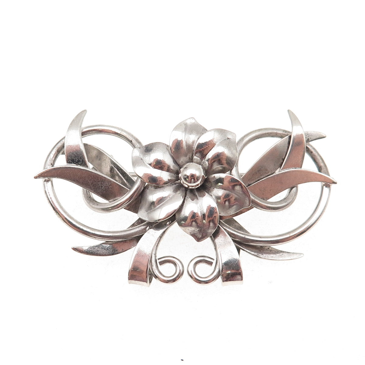 Harry S Bick 925 Sterling Silver Vintage Floral Oxidized Pin Brooch