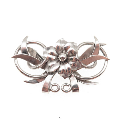 Harry S Bick 925 Sterling Silver Vintage Floral Oxidized Pin Brooch