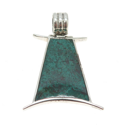 925 Sterling Silver Vintage Real Chrysocolla Modernist Pendant