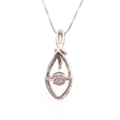 925 Sterling Silver Lab-Created Sapphire Infinity Box Chain Necklace 18"