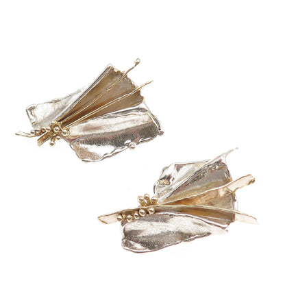 Joseph Masaniello 925 Sterling Silver 2-Tone Vintage Modernist Earrings