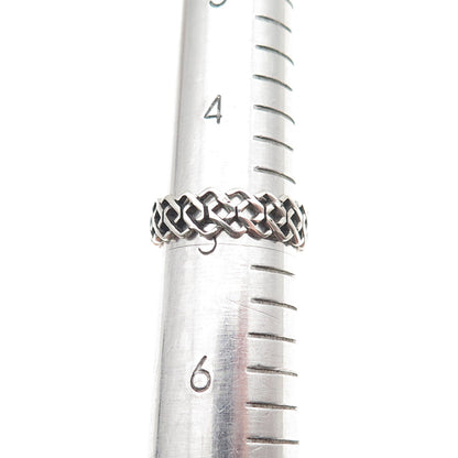 925 Sterling Silver Vintage Celtic Knot Oxidized Band Ring Size 5