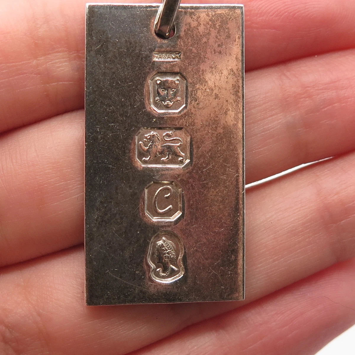 925 Sterling Silver Vintage A & AJ London Jubilee Ingot Bar Pendant
