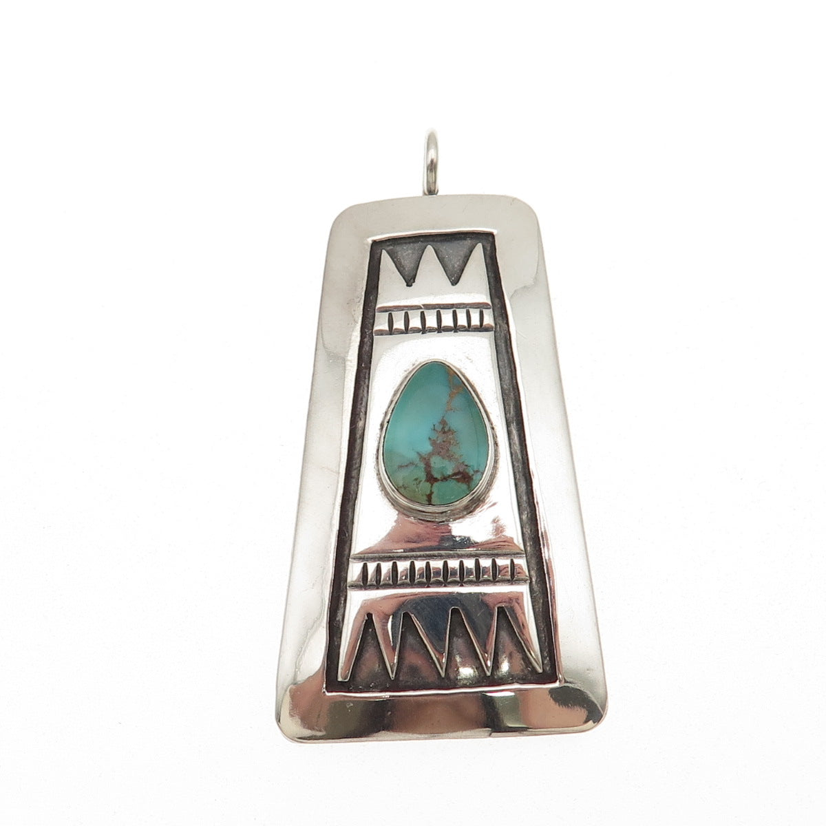 Old Pawn 925 Sterling Silver Vintage Southwestern Turquoise Tribal Pendant