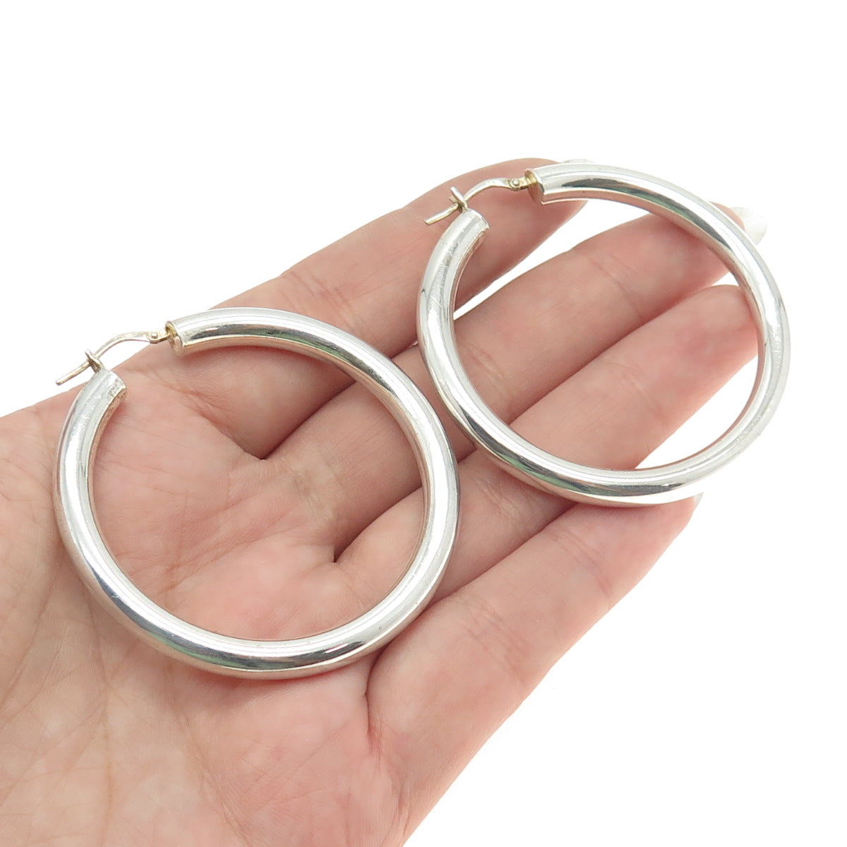 925 Sterling Silver Vintage Hinged Hoop Earrings