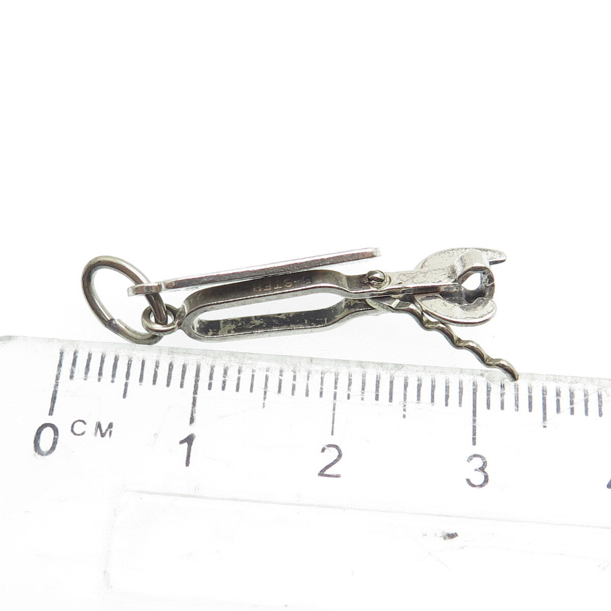 BEAU 925 Sterling Silver Antique Enamel "Just Married" Bottle Opener Pendant