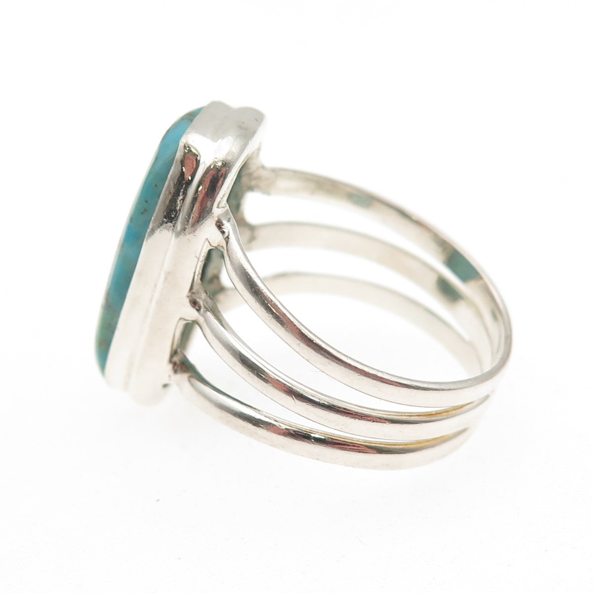 925 Sterling Silver Vintage Real Lone Mountain Turquoise Ring Size 9.25