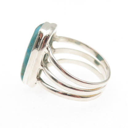 925 Sterling Silver Vintage Real Lone Mountain Turquoise Ring Size 9.25