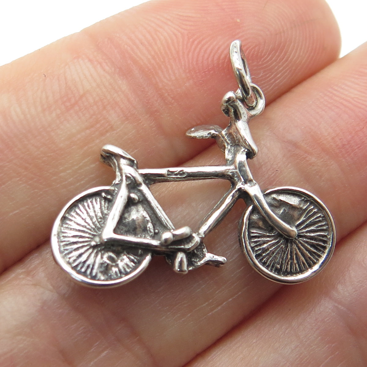 925 Sterling Silver Vintage Bicycle 3D Pendant