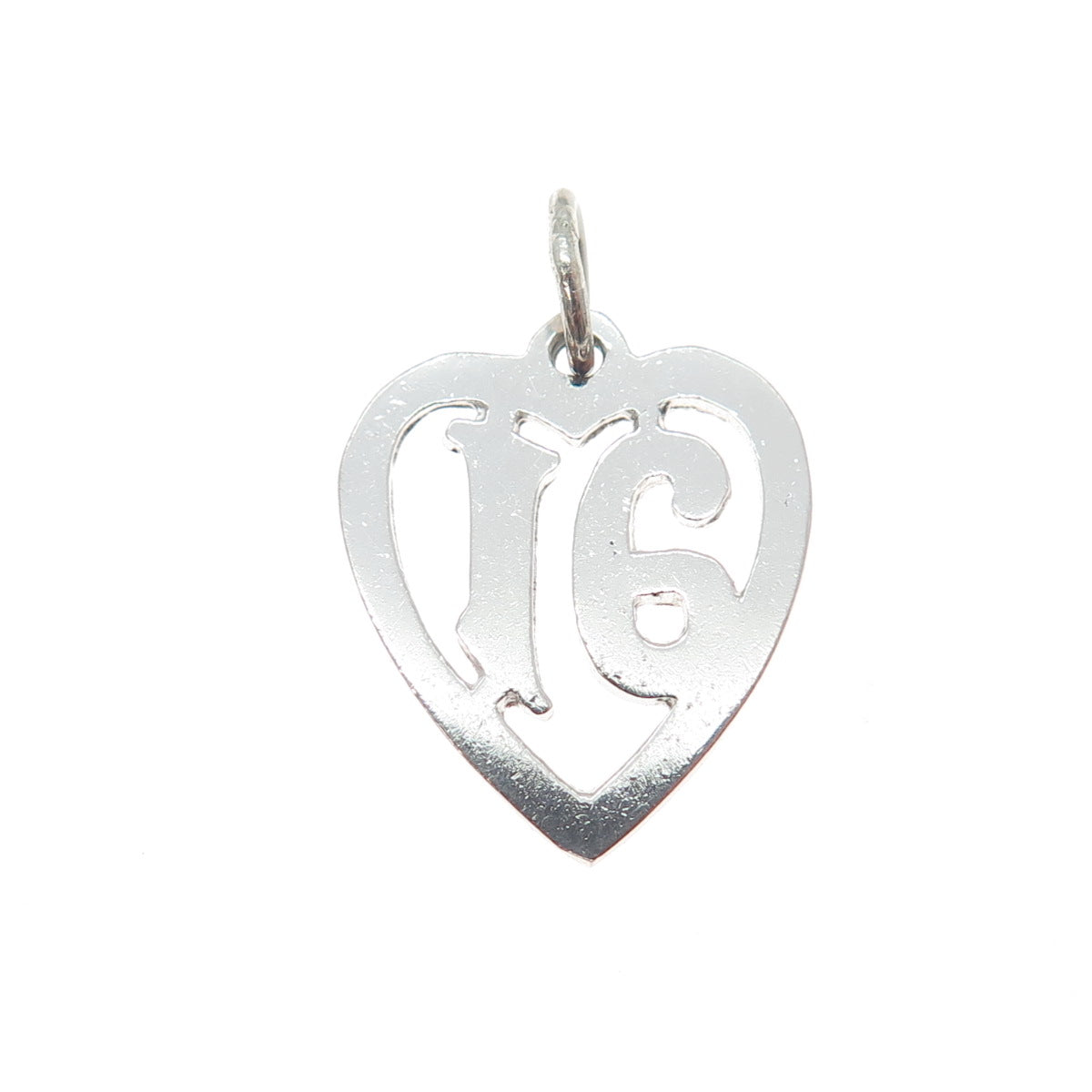 925 Sterling Silver Vintage Sweet 16 Heart Minimalist Charm Pendant