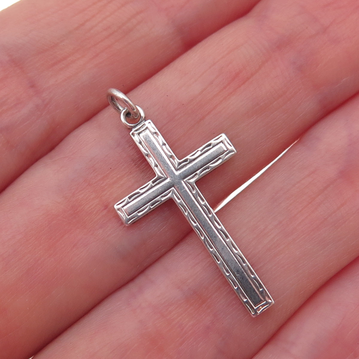 B.A. Ballou 925 Sterling Silver Antique Art Deco Cross Religious Charm Pendant
