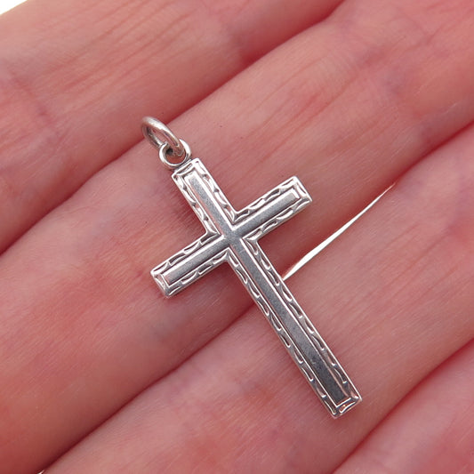 B.A. Ballou 925 Sterling Silver Antique Art Deco Cross Religious Charm Pendant