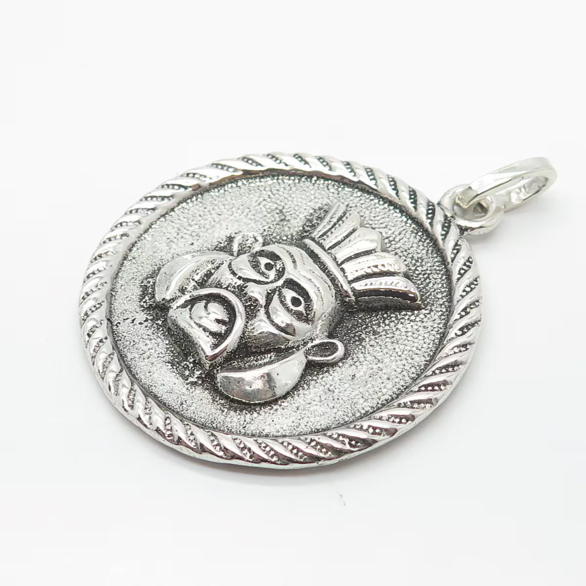 800 Silver Vintage Tribal Face Pendant