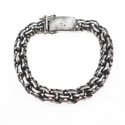 925 Sterling Silver Vintage Mexico Heavy 64.1g Bismark Link Oxidized Bracelet 8"
