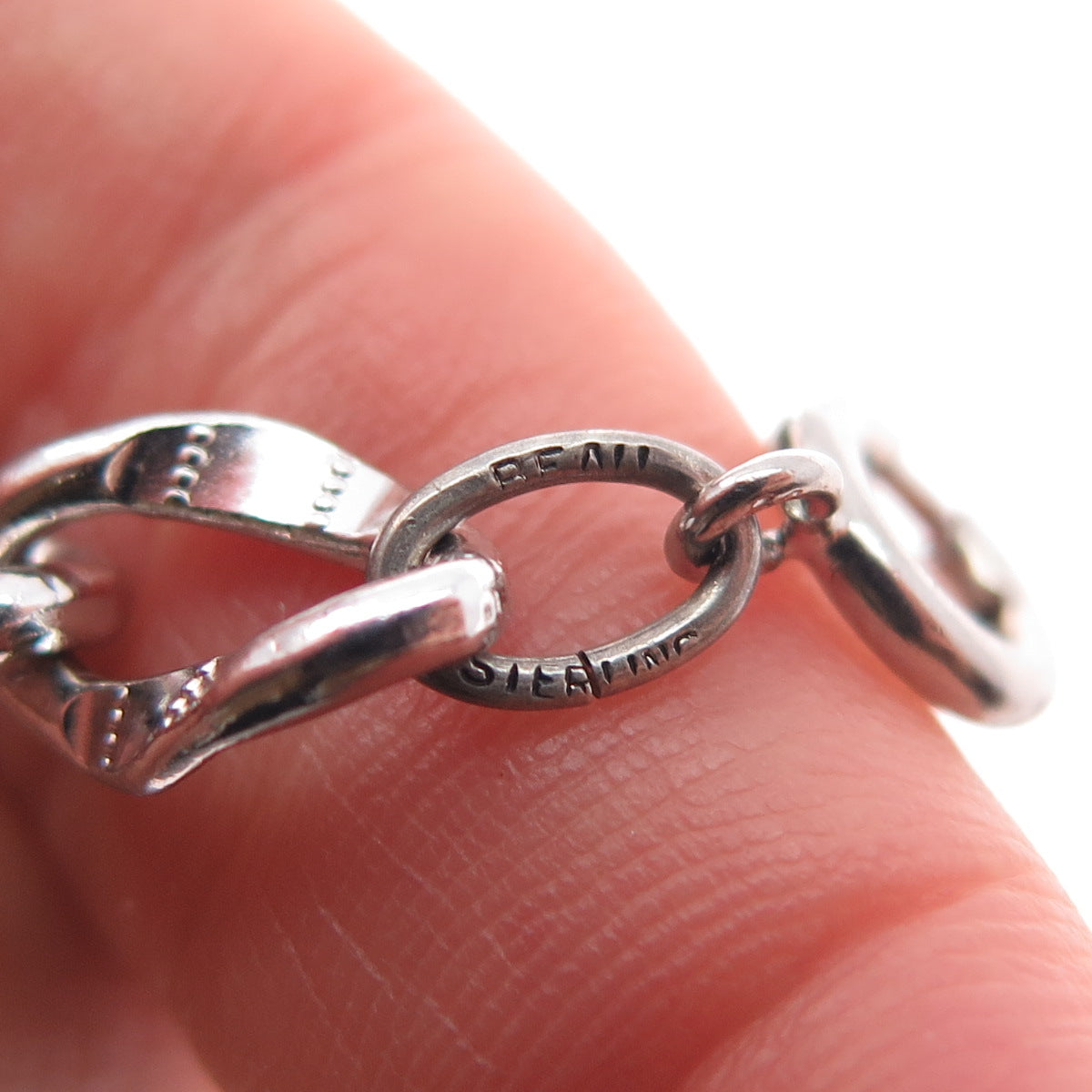 BEAU 925 Sterling Silver Vintage Curb Link Bracelet 7"