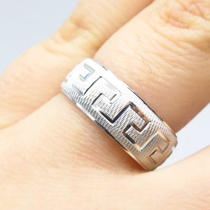 925 Sterling Silver Greek Maze Band Ring Size 5.75
