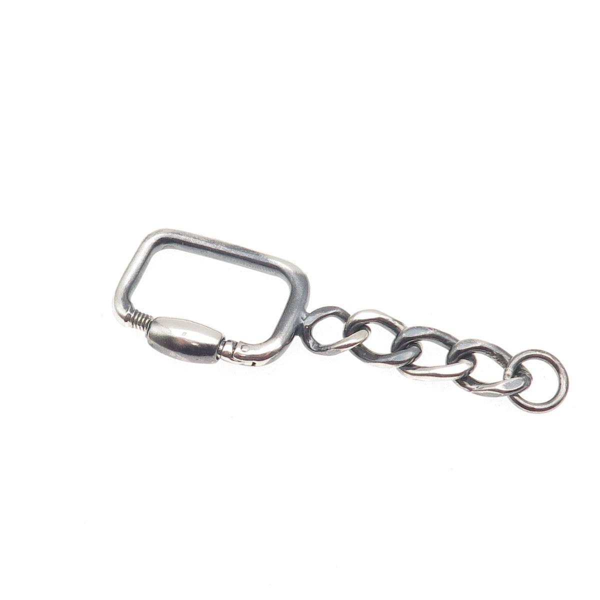 925 Sterling Silver Vintage Carabiner Oxidized Key Chain