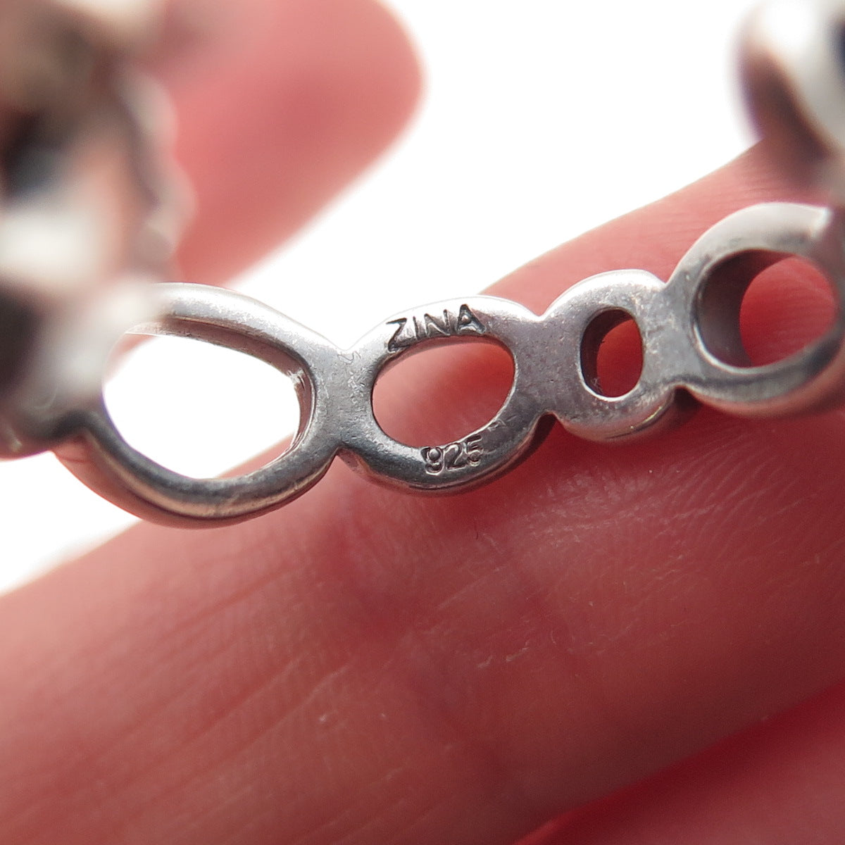 Zina 925 Sterling Silver Vintage Modernist Oval Link Oxidized Hoop Earrings