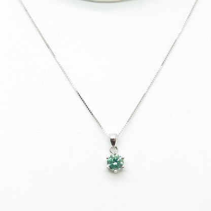 925 Sterling Silver Swarovski Green-Crystal Box Chain Necklace 16-18"