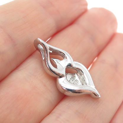 SUN 925 Sterling Silver Real Black & White Diamond Minimalist Slide Pendant