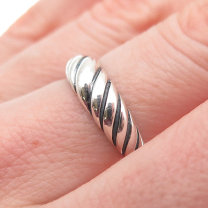 KABANA 925 Sterling Silver Vintage Modernist Ribbed Oxidized Ring Size 6.25