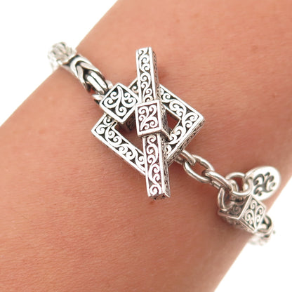 Lois Hill 925 Sterling Silver Vintage Journey Byzantine Link Bracelet 7.5"