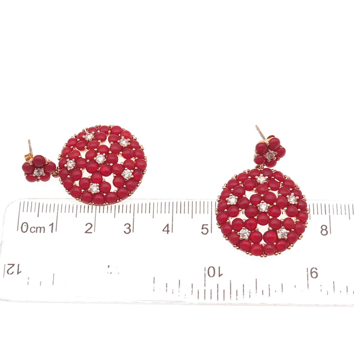 925 Sterling Silver Rose Gold Plated Real Carnelian & C Z Dangle Earrings