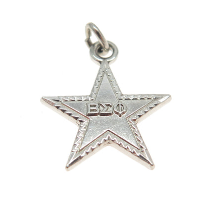 925 Sterling Silver Vintage 1960 Founders Day Beta Sigma Phi Star Charm Pendant