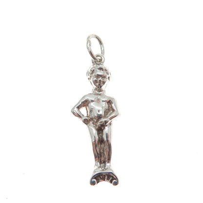 925 Sterling Silver Vintage Manneken Pis 3D Charm Pendant