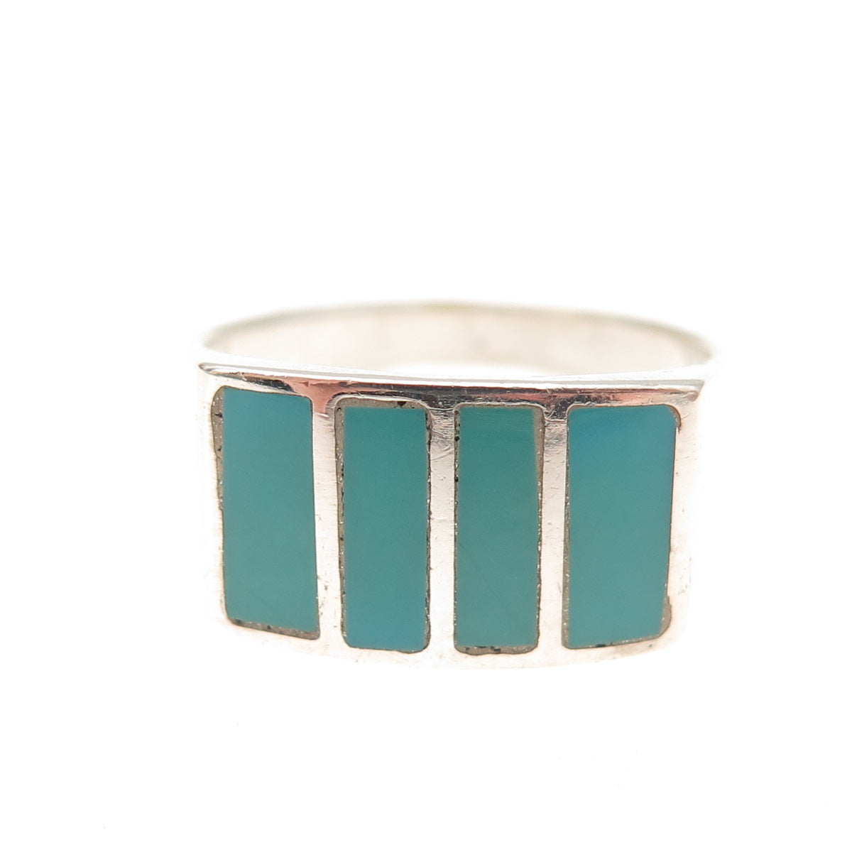 Doug Paulus 925 Sterling Silver Vintage Real Tyrone Turquoise Ring Size 9
