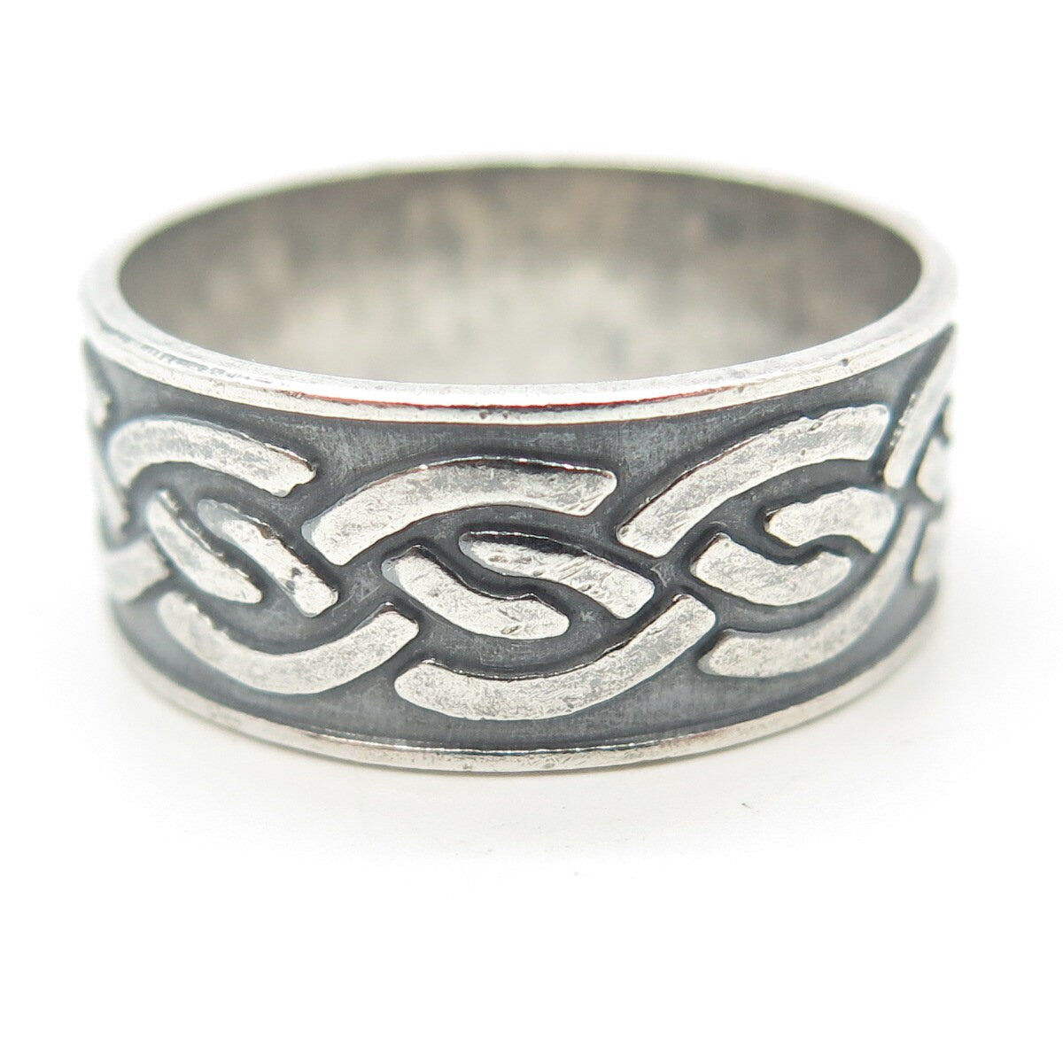 925 Sterling Silver Vintage Mexico Woven Band Ring Size 12