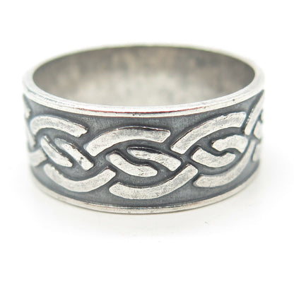 925 Sterling Silver Vintage Mexico Woven Band Ring Size 12