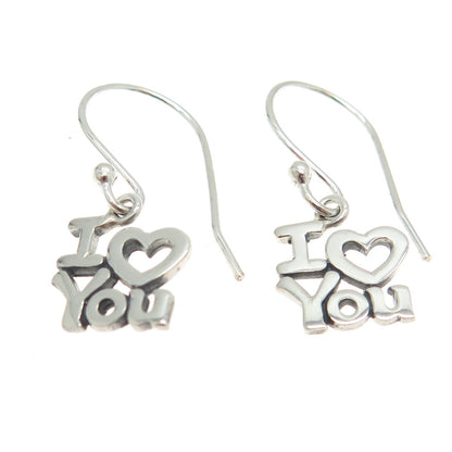 925 Sterling Silver "I Love You" Dangling Earrings