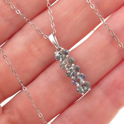 Chuck Clemency 925 Sterling Silver Real Iolite Cable Chain Necklace 20"