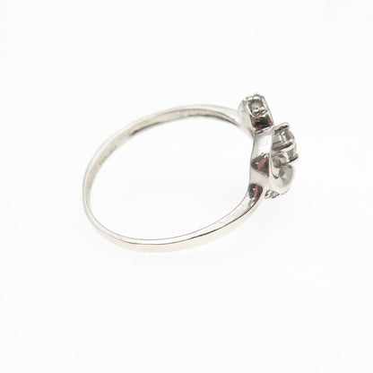 925 Sterling Silver Round-Cut C Z Heart Ring Size 8.75