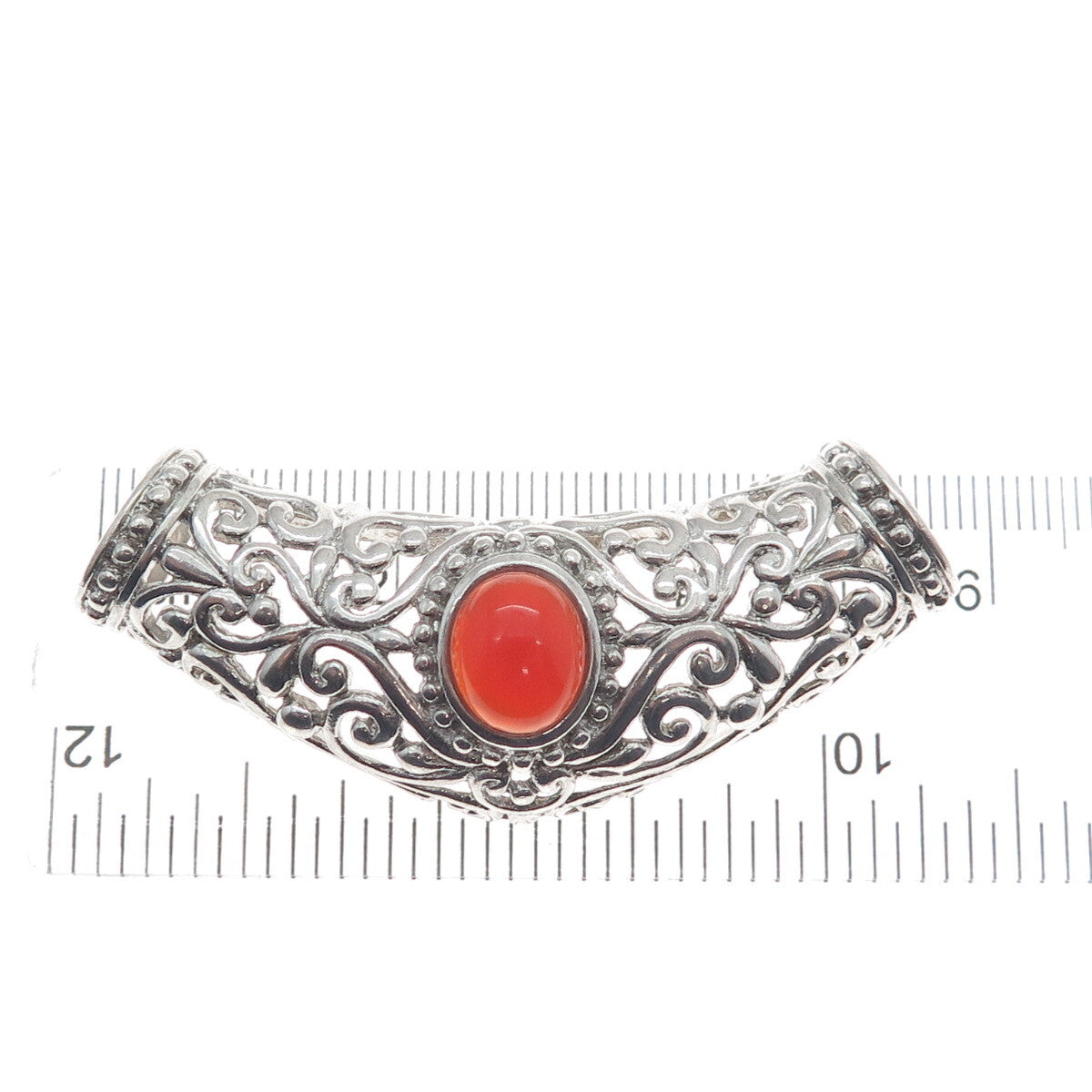 CHAPAL ZENRAY Sterling Silver Vintage Real Carnelian Centerpiece Slide Pendant