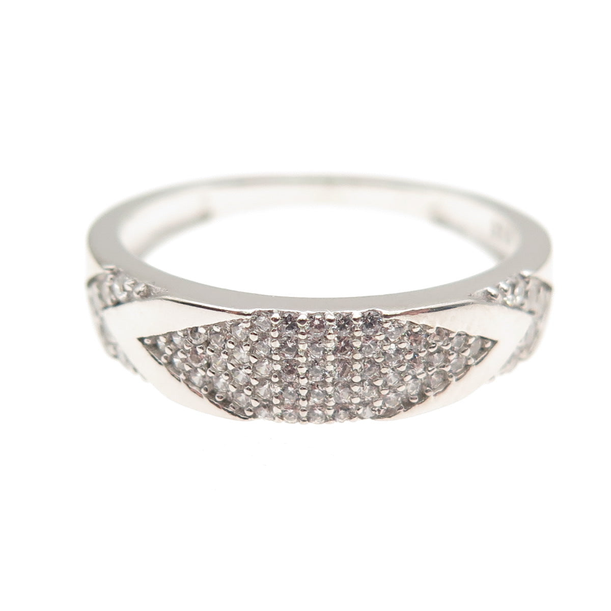 925 Sterling Silver Round-Cut C Z Band Ring Size 9.25