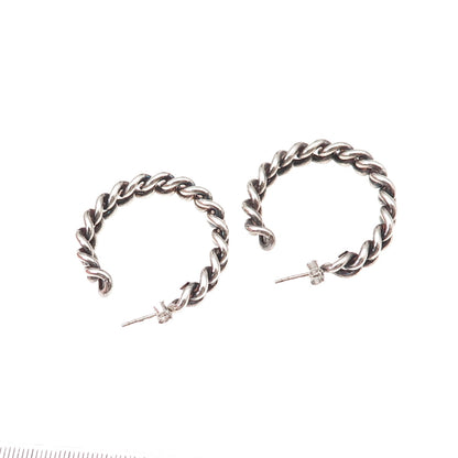 Dyadema 925 Sterling Silver Vintage Italy Cuban Link Oxidized Hoop Earrings