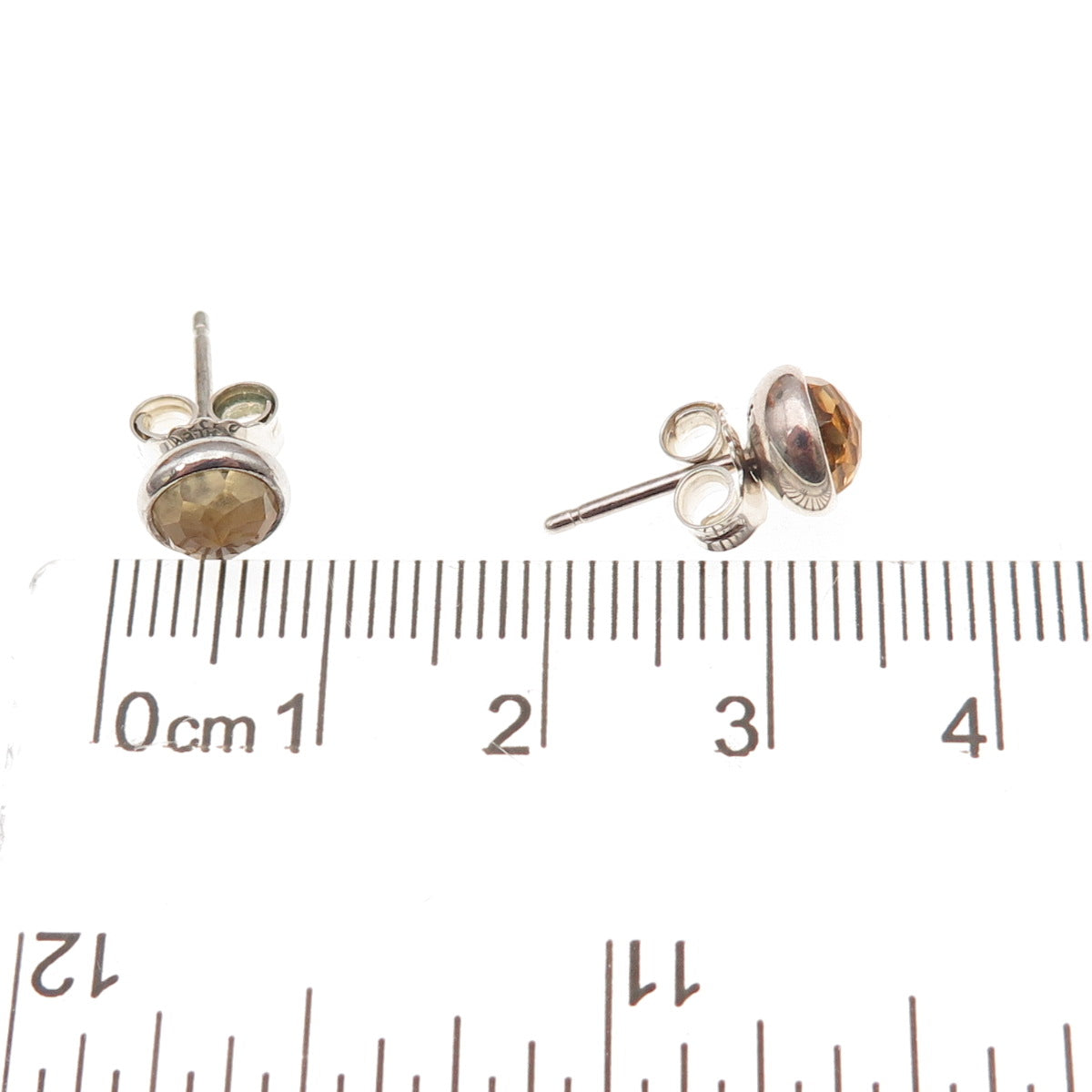 Pandora 925 Sterling Silver Real Citrine November Birthstone Stud Earrings