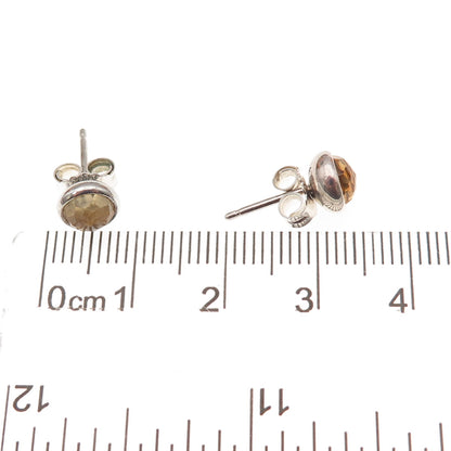 Pandora 925 Sterling Silver Real Citrine November Birthstone Stud Earrings