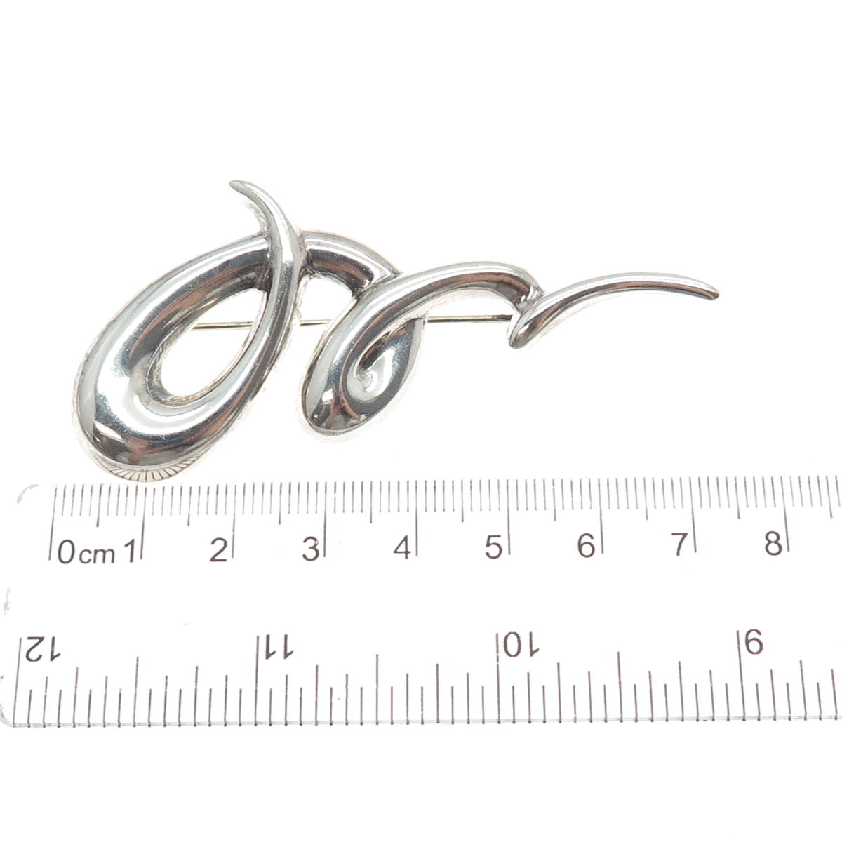 CNA PRANDA 925 Sterling Silver Vintage Modernist Twisted Pin Brooch