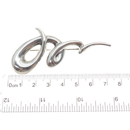CNA PRANDA 925 Sterling Silver Vintage Modernist Twisted Pin Brooch