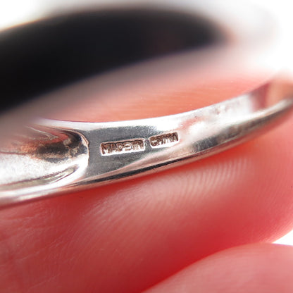 MICHELLE ALBALA 925 Sterling Silver Vintage Real Opal Inlay Ring Size 8