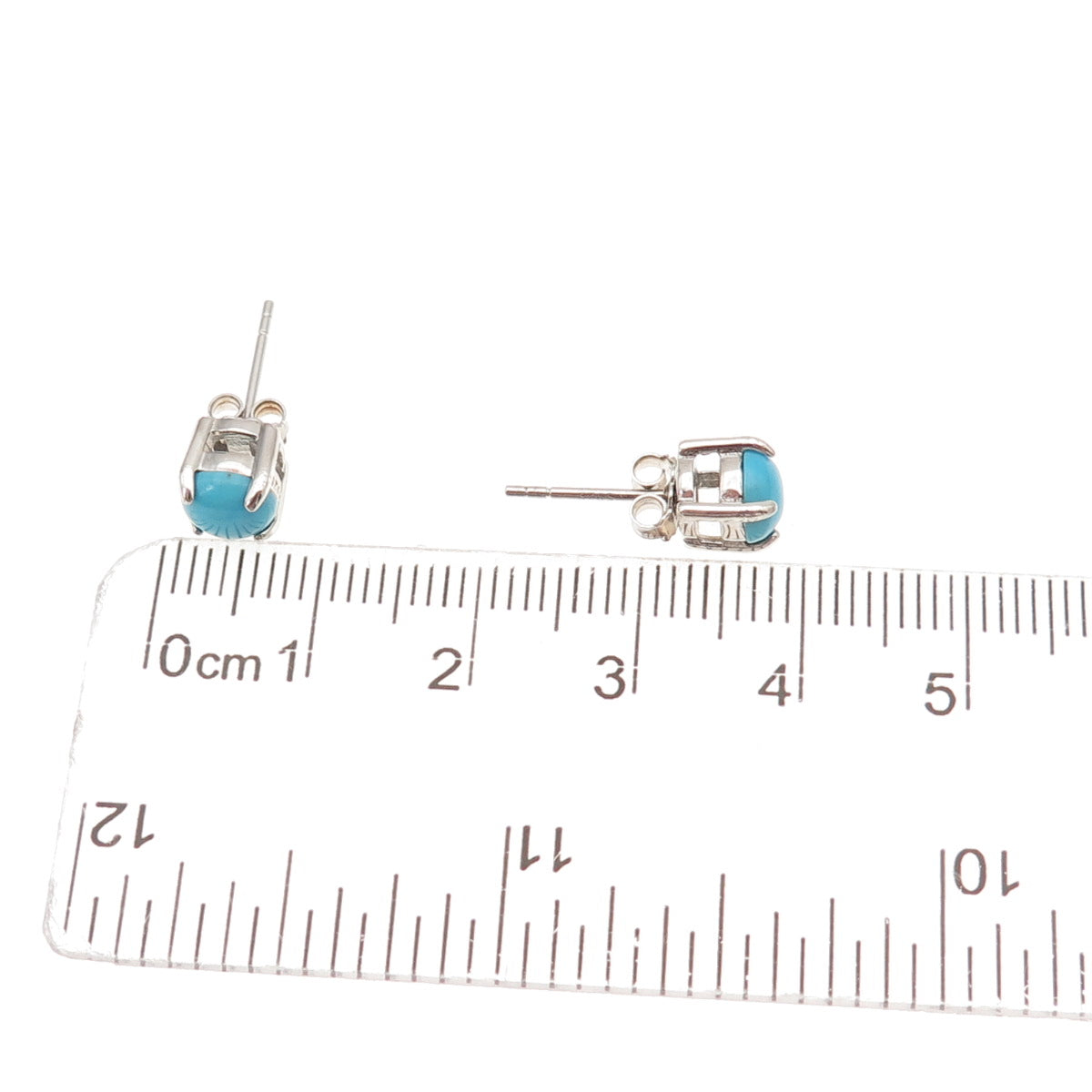 925 Sterling Silver Real Sleeping Beauty Turquoise Stud Earrings