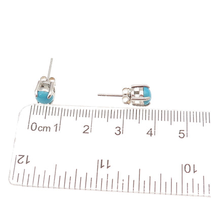 925 Sterling Silver Real Sleeping Beauty Turquoise Stud Earrings