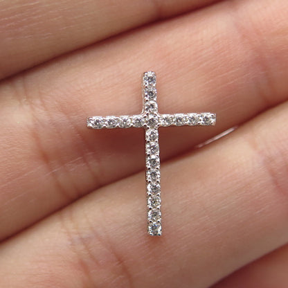 HAN 925 Sterling Silver Pave C Z Cross Slide Pendant